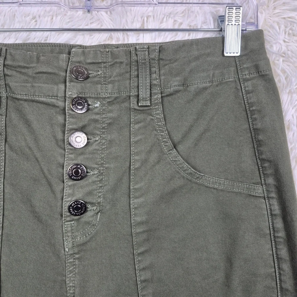 Veronica Beard Arya Straight High Rise Pants Army Green Button Fly Size 27/4 - Picture 2 of 11
